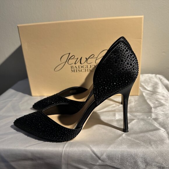 Jewel by Badgley Mischka Black Crystal Heels – Size 7.5 - Picture 3 of 8